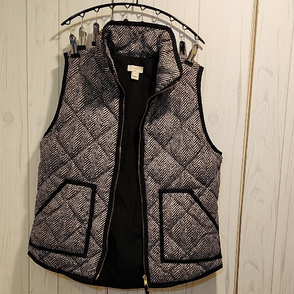 J. Crew Black and White Chevron Vest